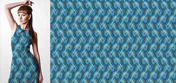 05016v Materiał ze wzorem kolorowe przecinające się linie z przewagą niebieskiego koloru